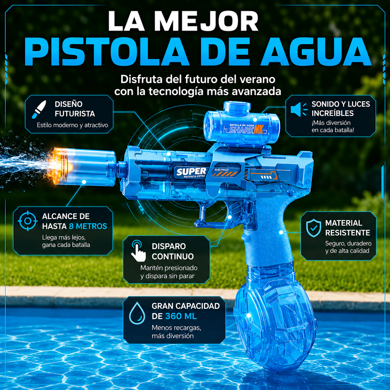 AquaDelta™ | Pistola de Agua Automática Recargable