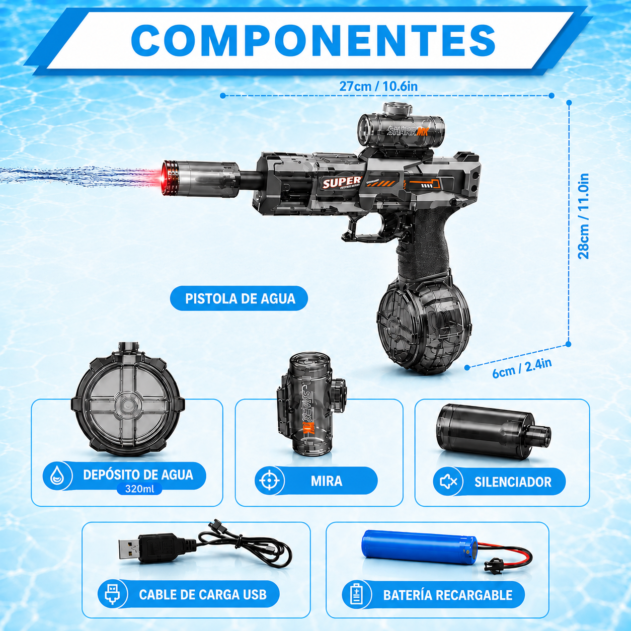 AquaDelta™ | Pistola de Agua Automática Recargable